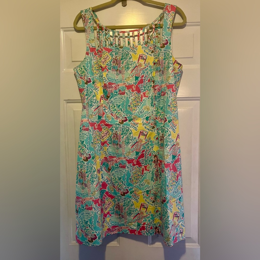 Lilly Pulitzer Camden Shift Dress, In the Beginning Juice Stand Print.  Size 14
